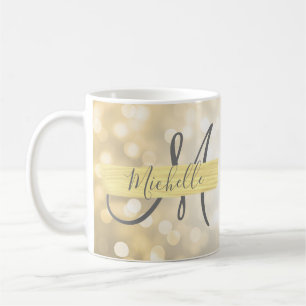 Moderne Gold Monogram & Motivation Kaffeetasse