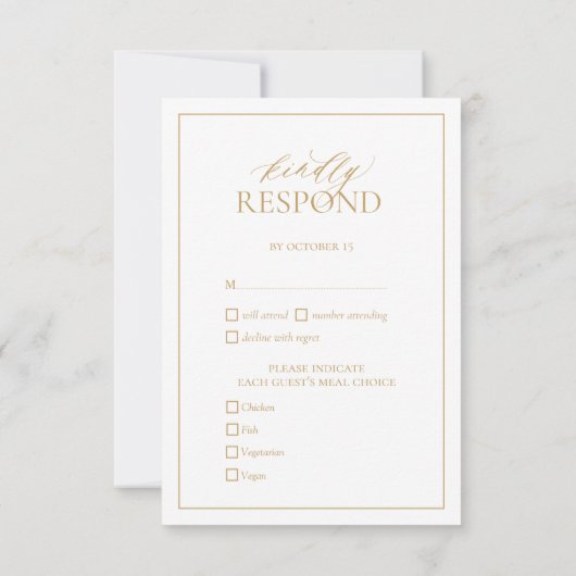 Moderne Gold Monogram Wedding RSVP Card (Rückseite)