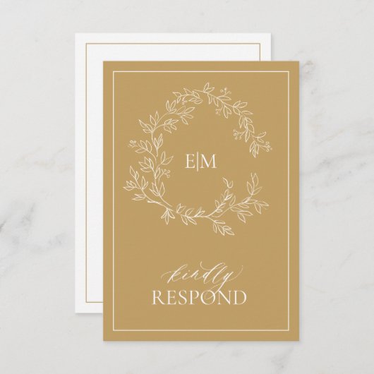 Moderne Gold Monogram Wedding RSVP Card (Vorne/Hinten)