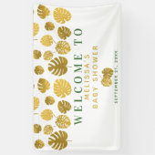 Moderne Gold Monstera Blätter Kinderdusche Willkom Banner (Vertikal)