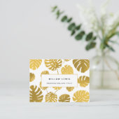 Moderne Gold Monstera Tropische Blätter Beruflich Visitenkarte (Stehend Vorderseite)
