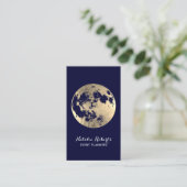 Moderne Gold Moon Elegante Blue Event Planning Visitenkarte (Stehend Vorderseite)