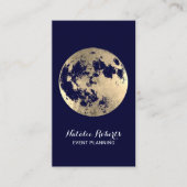 Moderne Gold Moon Elegante Blue Event Planning Visitenkarte (Vorderseite)