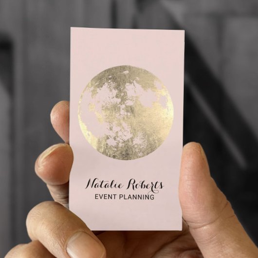 Moderne Gold Moon Elegante Rosa Event Planung Visitenkarte