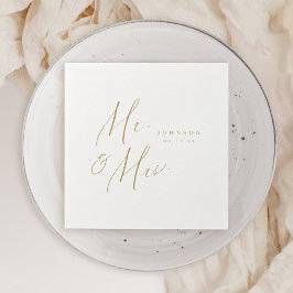 Moderne Gold Mr. and Mrs. script minimalistische H Serviette