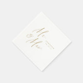 Moderne Gold Mr. and Mrs. script minimalistische H Serviette (Ecke)