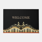 Moderne Gold-Musiknote über schwarzen Hintergrund Fußmatte (Vorderseite)