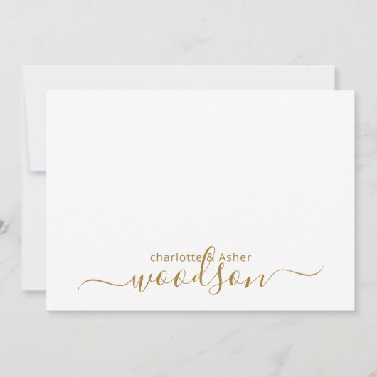 Moderne Gold Name Monogram Note Card Mitteilungskarte (Vorderseite)