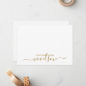 Moderne Gold Name Monogram Note Card Mitteilungskarte (Vorderseite/Rückseite Beispiel)