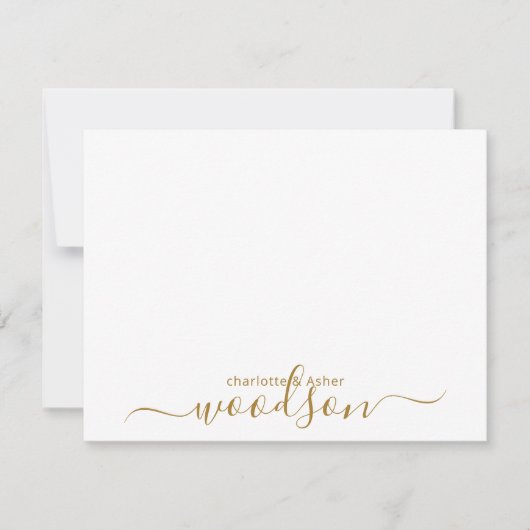Moderne Gold Name Monogram Note Card Mitteilungskarte (Vorderseite)