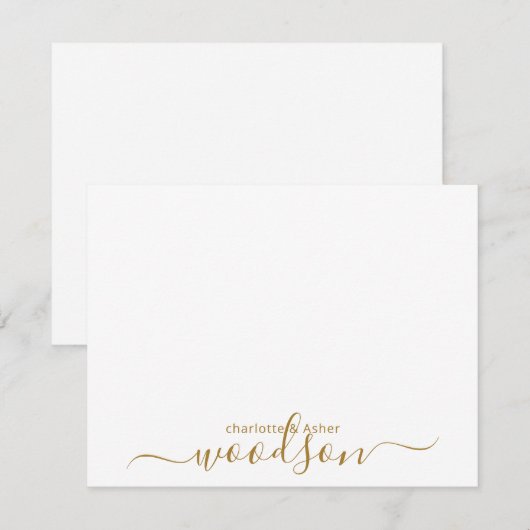 Moderne Gold Name Monogram Note Card Mitteilungskarte (Vorne/Hinten)