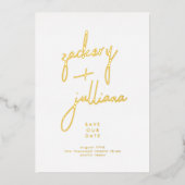Moderne GOLD NAMES | Foto bearbeitet Save the Date Folieneinladung (Vorderseite)