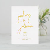 Moderne GOLD NAMES | Foto bearbeitet Save the Date Folieneinladung (Stehend vorne)