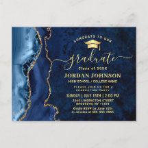 Moderne Gold Navy Blue Graduation Party Einladung