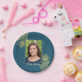 Moderne Gold Peacock Abschluss Paper-Teller Pappteller (Party)