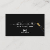 Moderne Gold Pen Kalligrafie Signatur Notar Visitenkarte (Vorderseite)