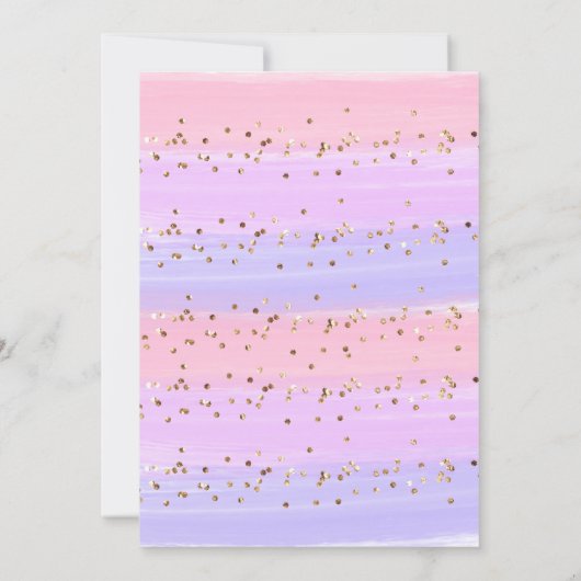 Moderne Gold Pink Rainbow Baby Dusche Einladung (Rückseite)