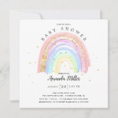 Moderne Gold Pink Rainbow Baby Dusche Einladung (Vorderseite)