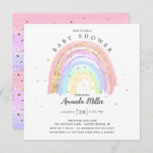 Moderne Gold Pink Rainbow Baby Dusche