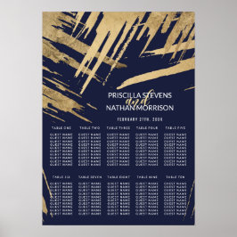 Moderne Gold Pinselstriche Navy Blue Seekarte Poster