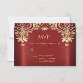 Moderne Gold Red Floral RSVP Karte (Vorderseite)