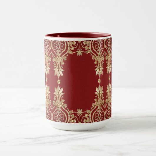 Moderne Gold Red Floral Tasse (Zentrum)