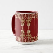 Moderne Gold Red Floral Tasse (Vorderseite Links)