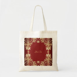 Moderne Gold Red Floral Totbeutel Tragetasche