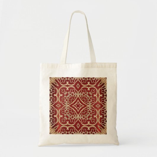 Moderne Gold Red Floral Totbeutel Tragetasche (Vorne)