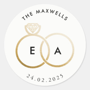 Moderne Gold Rings Custom Wedding Sticker