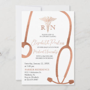 Moderne Gold RN Nursing Graduation Party Einladung