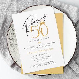 Moderne Gold Rocking 50. Geburtstagsfeier Einladung