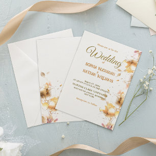 Moderne gold-rosa florale Hochzeits-Einladung Einladung
