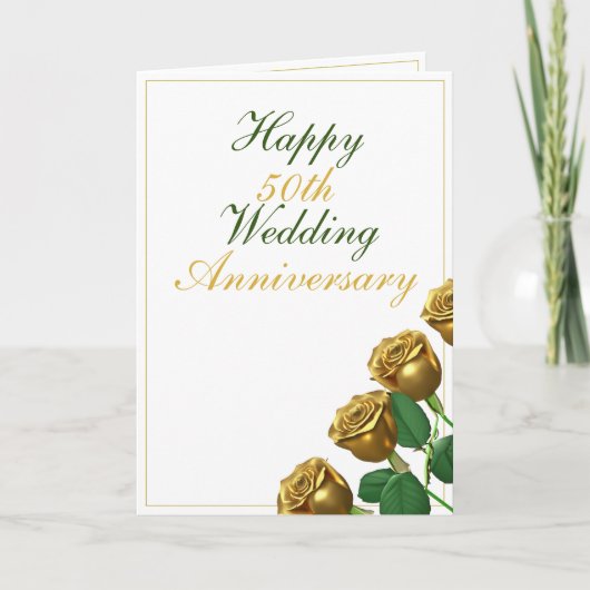 Moderne Gold Rose 50. Hochzeitstag Karte (Vorderseite)