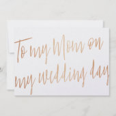 Moderne Gold Rose "To my Mom on my wedday" Karte (Vorderseite)