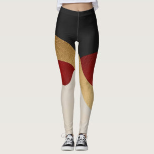 Moderne Gold-Rot-Schwarze Welle Leggings