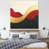 Moderne Gold-Rot-Schwarze Welle Leinwanddruck (Insitu (Schlafzimmer))