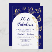 Moderne Gold-Schmetterlinge der Marine zum Geburts Einladung (Vorne/Hinten)