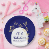 Moderne Gold-Schmetterlinge der Marine zum Geburts Pappteller (Party)