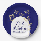 Moderne Gold-Schmetterlinge der Marine zum Geburts Pappteller (Vorderseite)