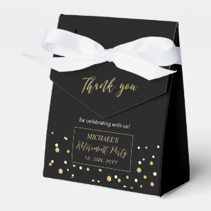 Moderne Gold-Schwarz-Konfetti-Ruhestandsfeier Geschenkschachtel