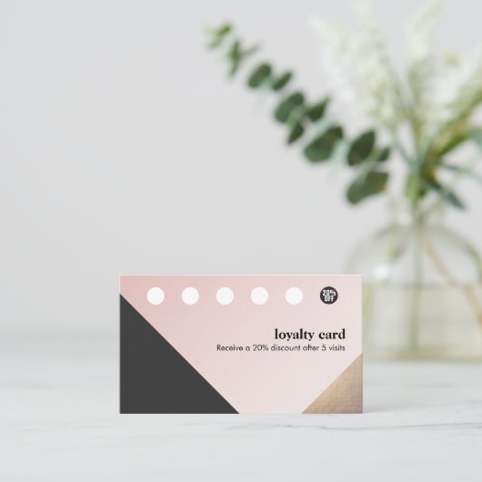 Moderne Gold, Schwarz, Rosa Geometrie 6 Punch Loya Treuekarte (Stehend Vorderseite)