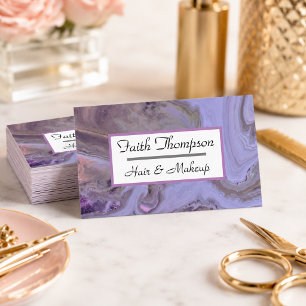 Moderne Gold-Schwarz-Violett-Marmor-Frisur & Make- Visitenkarte