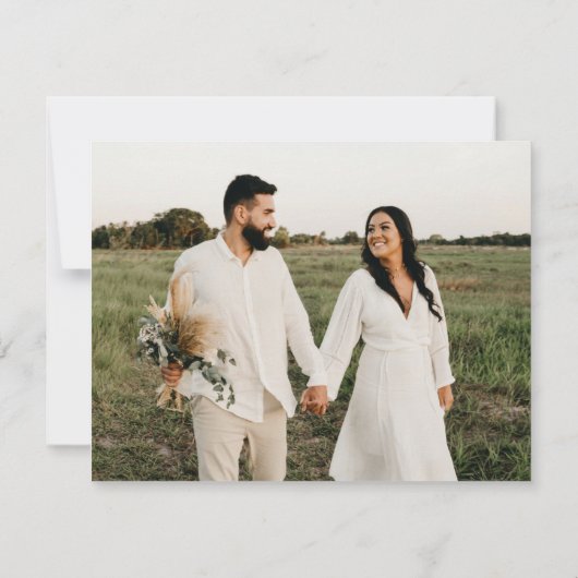 Moderne Gold Script 2 Foto Hochzeit Dankeskarte (Rückseite)