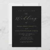 Moderne Gold Script Black Wedding Einladung (Vorderseite)