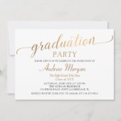 Moderne Gold Script Black & White Graduation Party Einladung (Vorderseite)