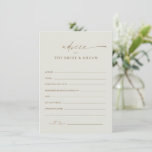 Moderne Gold Script Boho Wedding Advice Card<br><div class="desc">Moderne Gold Script Boho Wedding Advice Card. Klicken Sie auf die Schaltfläche Personalisieren,  um dieses Design anzupassen.</div>