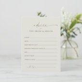 Moderne Gold Script Boho Wedding Advice Card Begleitkarte (Stehend Vorderseite)