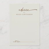 Moderne Gold Script Boho Wedding Advice Card Begleitkarte (Vorderseite)