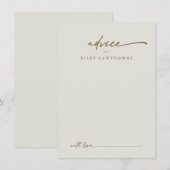 Moderne Gold Script Boho Wedding Advice Card Begleitkarte (Vorne/Hinten)